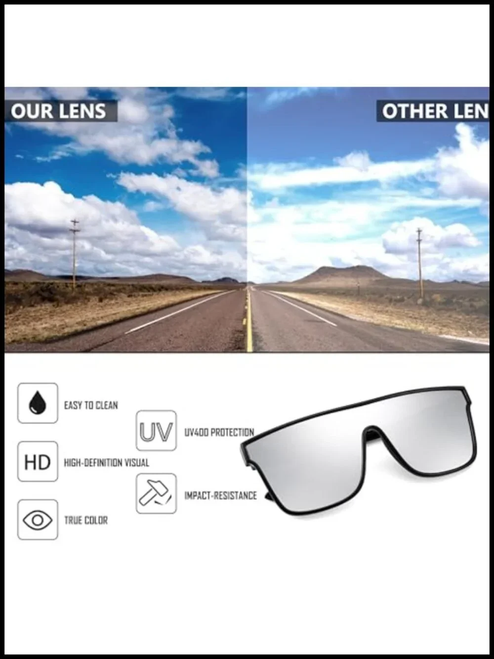 Oversized Shield Sunglasses UV400 with Mirrored Lens